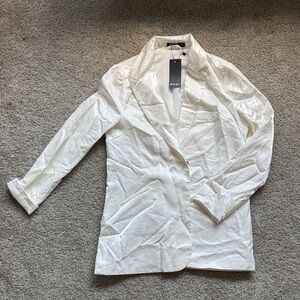 NWT Nasty Gal White Satin Women's Blazer